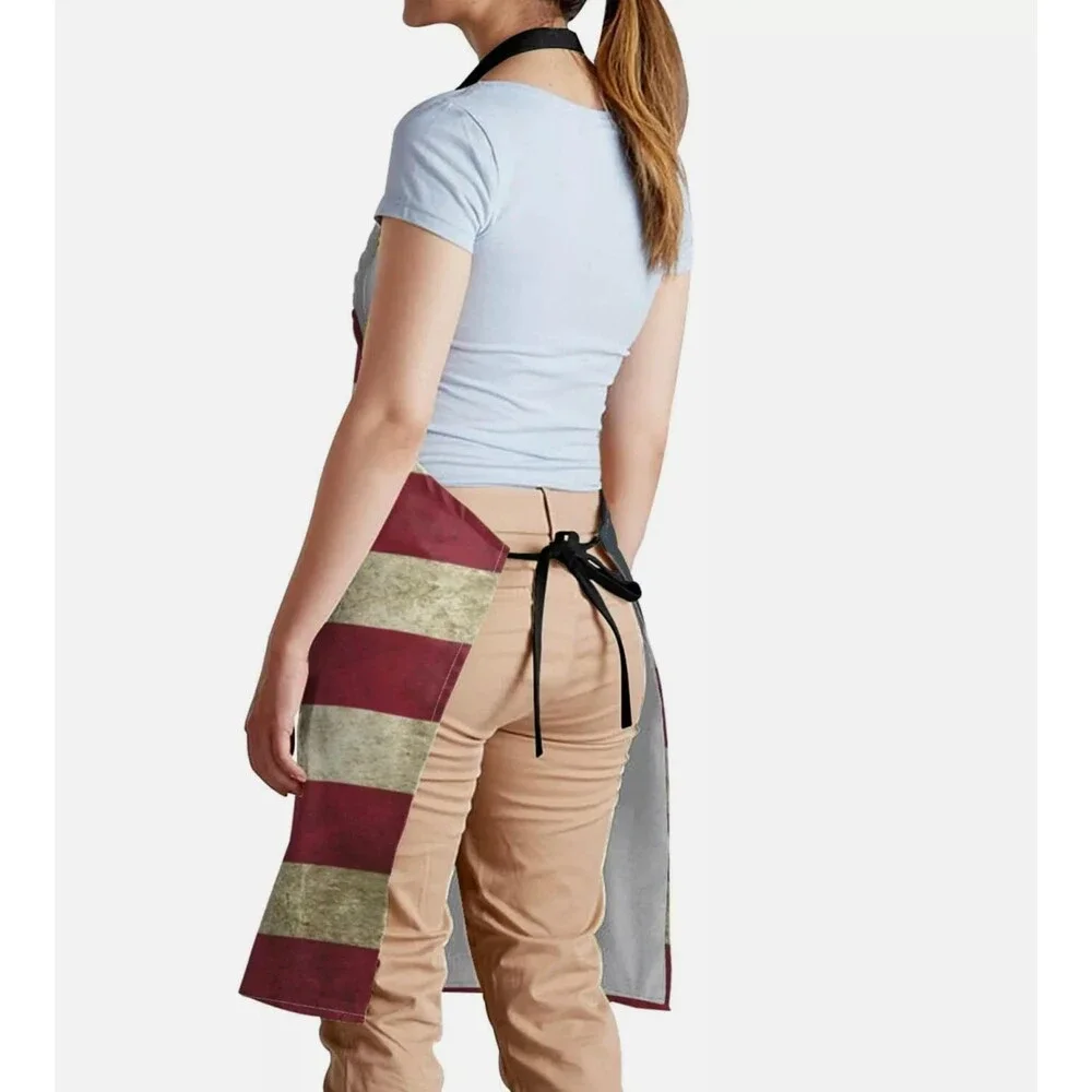Patriotic USA Flag Linen Apron, BBQ Party Bib